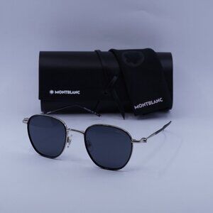 Montblanc MB0160S 001 Square Sunglasses - Silver/Black/Grey